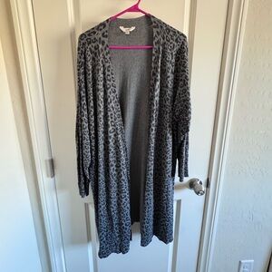 Gray leopard Print Cardigan